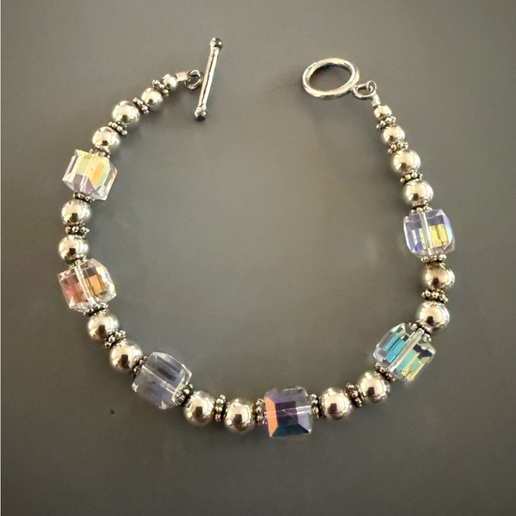 Sterling Silver Aurora Borealis Crystal Bracelet - Picture 2 of 5